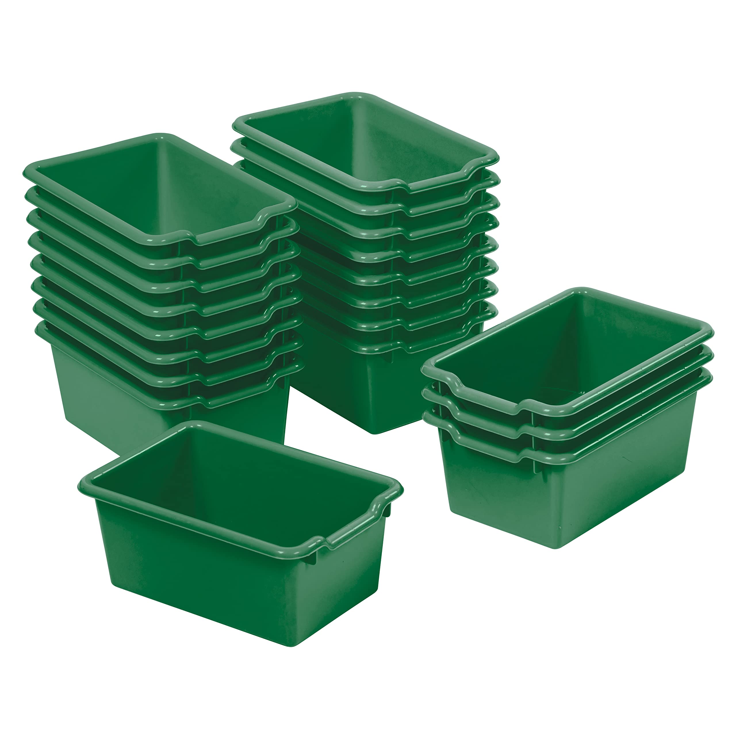 ECR4Kids Scoop Front Storage Bin, Multipurpose Organization, Green, 20-Piece