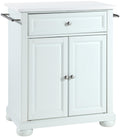 Crosley Furniture Alexandria Stone Top Small Portable Rolling Kitchen Island Storage Cart, Microwave Stand, White