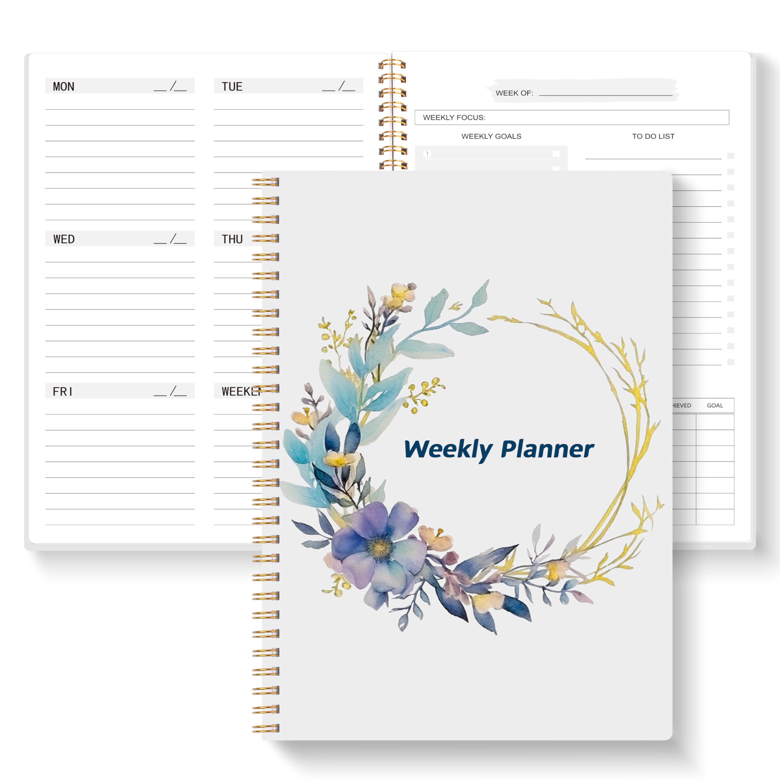 Undated Weekly Planner, Weekly To Do List Notebook With Goal & Habit Tracker Organizer, A5 5.8' X 8.0' Weekly Planner Notebook