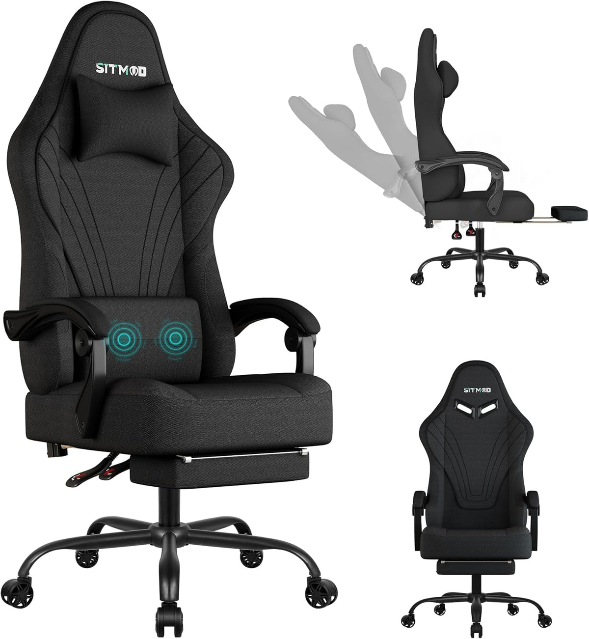 Gaming Chair, Big and Tall Gaming Chairs for Adults with Footrest and Lumbar Support, Comfortable Ergonomic Fabric Computer Chai