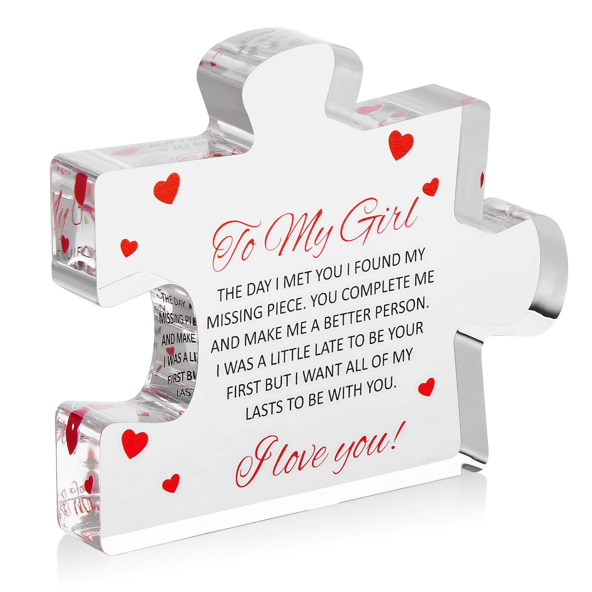 Romantic Gifts For Girlfriend - To My Girl Sentimental Gifts For Women - Engraved Acrylic Block Puzzle - Valentine'S Day Gifts F