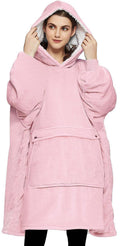 Kfubuo Wearable Blanket Hoodie For Adult Sherpa Oversized Hoodie Sweatshirt Blanket With Pockets Birthday Gifts For Women Pink