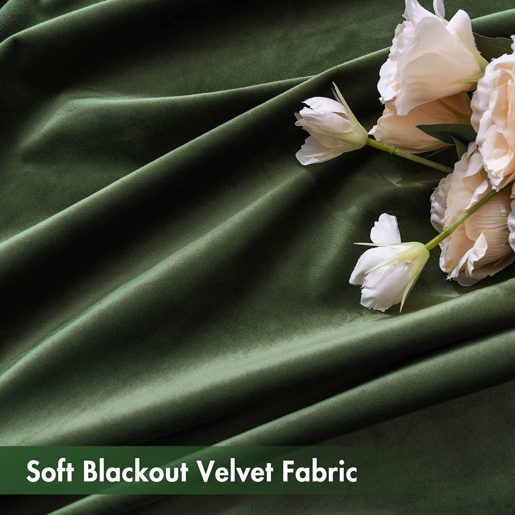 Miulee Olive Green Velvet Curtains Thermal Insulated Blackout Curtain Drapes For Bedroom Living Room Darkening 102 Inches Long Curtains Panels Rod Pocket Set Of 2