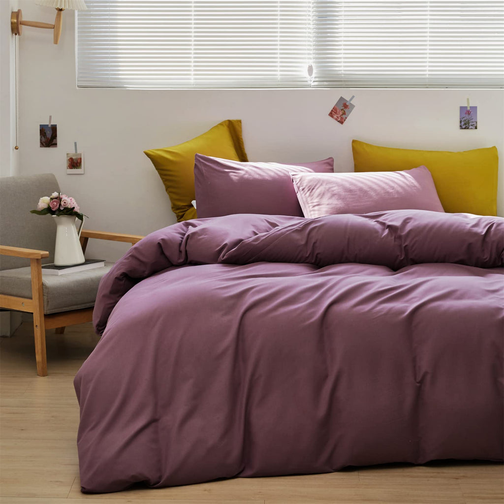 Clothknow Twin Comforter Set Purple 3Pcs Pale Mauve Bedding Comforter Sets Dusty Purple Comforter Soft Grape Comforter Sets Twin