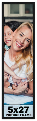 CountryArtHouse 5x27 Frame Black Solid Pine Wood Picture Frame Includes UV Acrylic Plexiglass, Acid Free Foam Backing Board and 