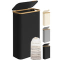 SONGMICS Laundry Hamper with Lid, Slim Laundry Basket, 17.2 Gallons (65L), Space-Saving, Removable Mesh Liner, Bamboo Handles, C