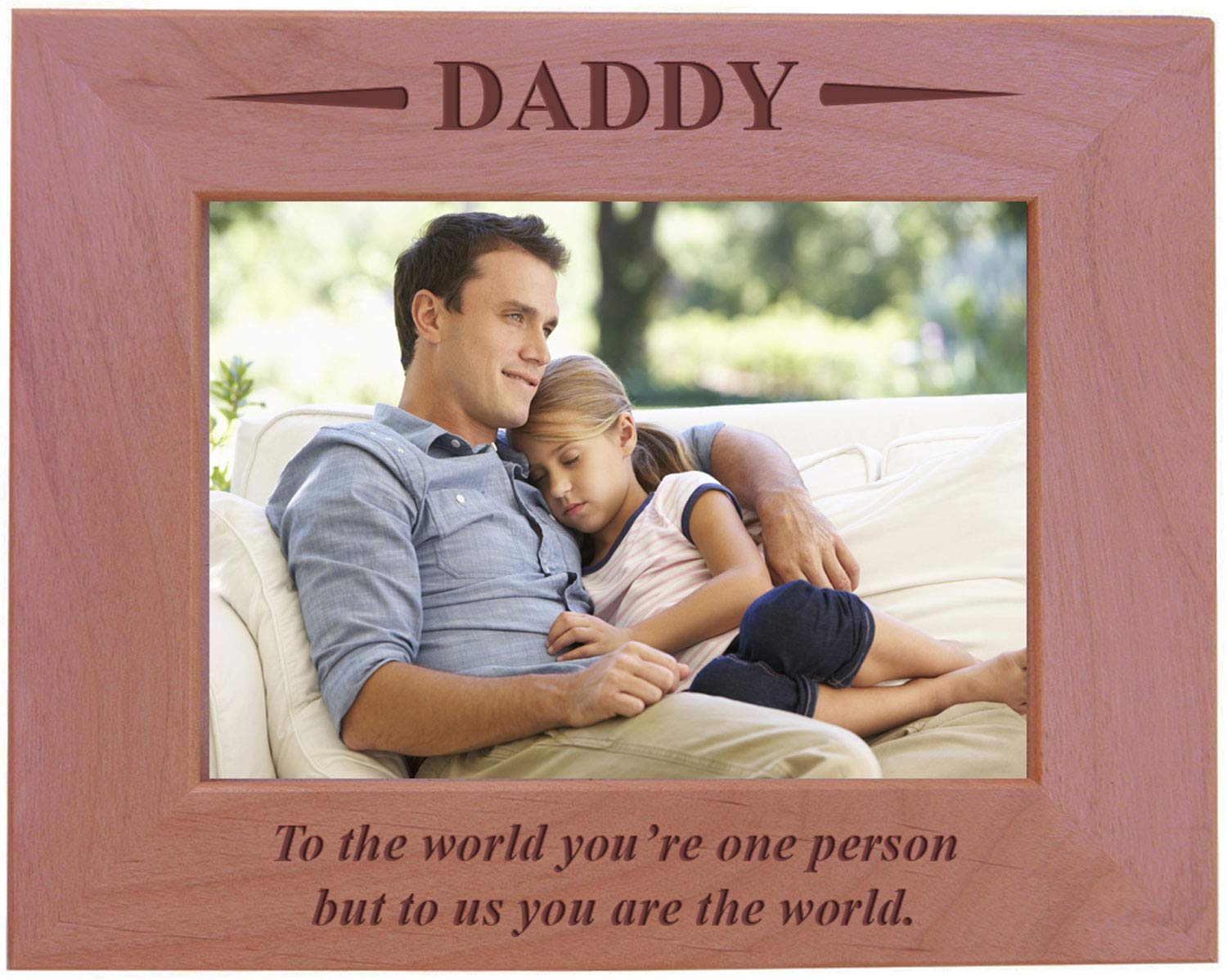 CustomGiftsNow Daddy - to The world youre one person but to us You are The world - Engraved Wood Picture Frame (5x7 Horizontal)