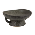 Creative Co-Op Stoneware Footed Pedestal/Bowl with Handles, Reactive Glaze, Black