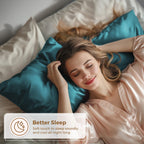 Pure Bedding Satin Pillowcase 2 Pack - Queen Size (20''X30'', Teal) - Silky Pillow Cases For Hair And Skin - Satin Pillow Covers