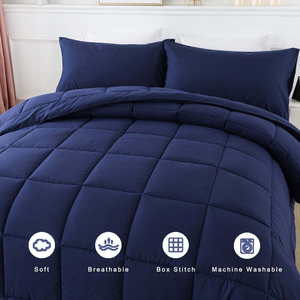 Downcool Queen Comforter Set -All Season Bedding Comforters Sets With 2 Pillow Cases -3 Pieces Bedding Sets Queen -Down Alternat