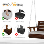 Vingli Heavy Duty 880 Lbs Patio Wooden Porch Swing Outdoor With Extra Cushion, Farmhouse Hanging Bench Tree Swing With Adjustable Chains For Yard | Garden | Lawn | Balcony (5 Ft, Rustic)