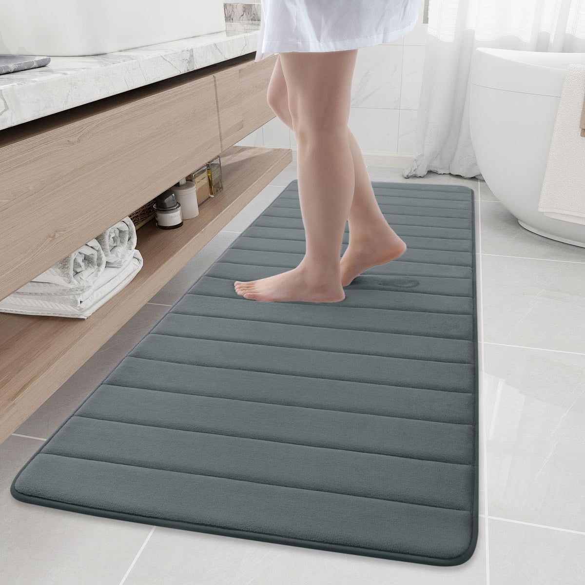 Buganda Memory Foam Bath Mat Rug, 70 x 24, Ultra Soft and Non-Slip Bathroom Rugs, Water Absorbent and Machine Washable Bath Rug 