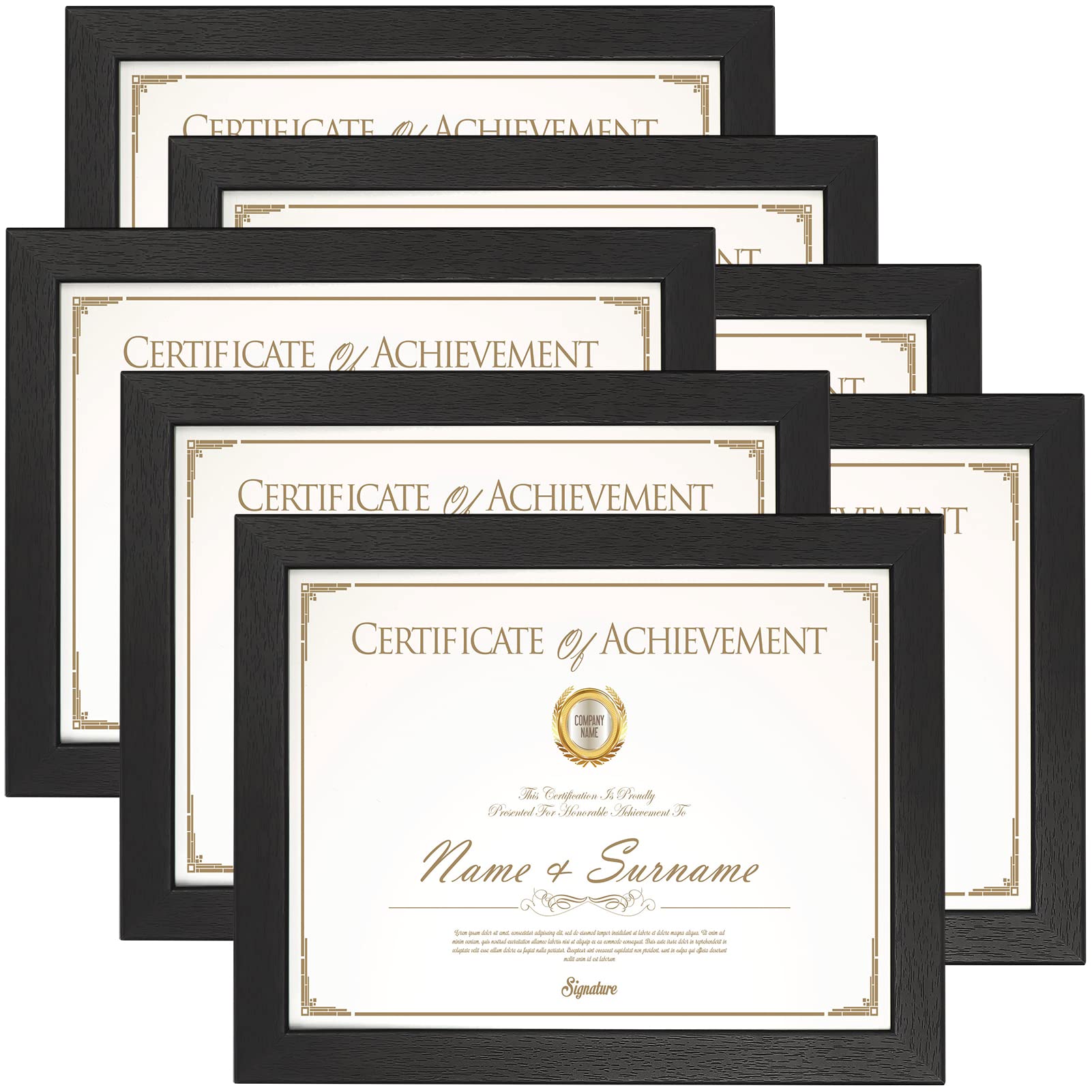 PETAFLOP 8.5x11 Picture Frame Black Certificate Frames Wall Tabletop Display Horizontally or Vertically, 7 Pack
