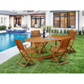 East West Furniture Bscm5Cana Beasley 5 Piece Patio Bistro Dining Furniture Set Includes An Oval Outdoor Acacia Wood Table And 4 Folding Arm Chairs, 36X78 Inch