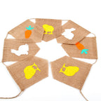 Goer Natural Burlap Banner For Easter Decorations,Bunny Carrot And Chick Pattern Bunting Banner