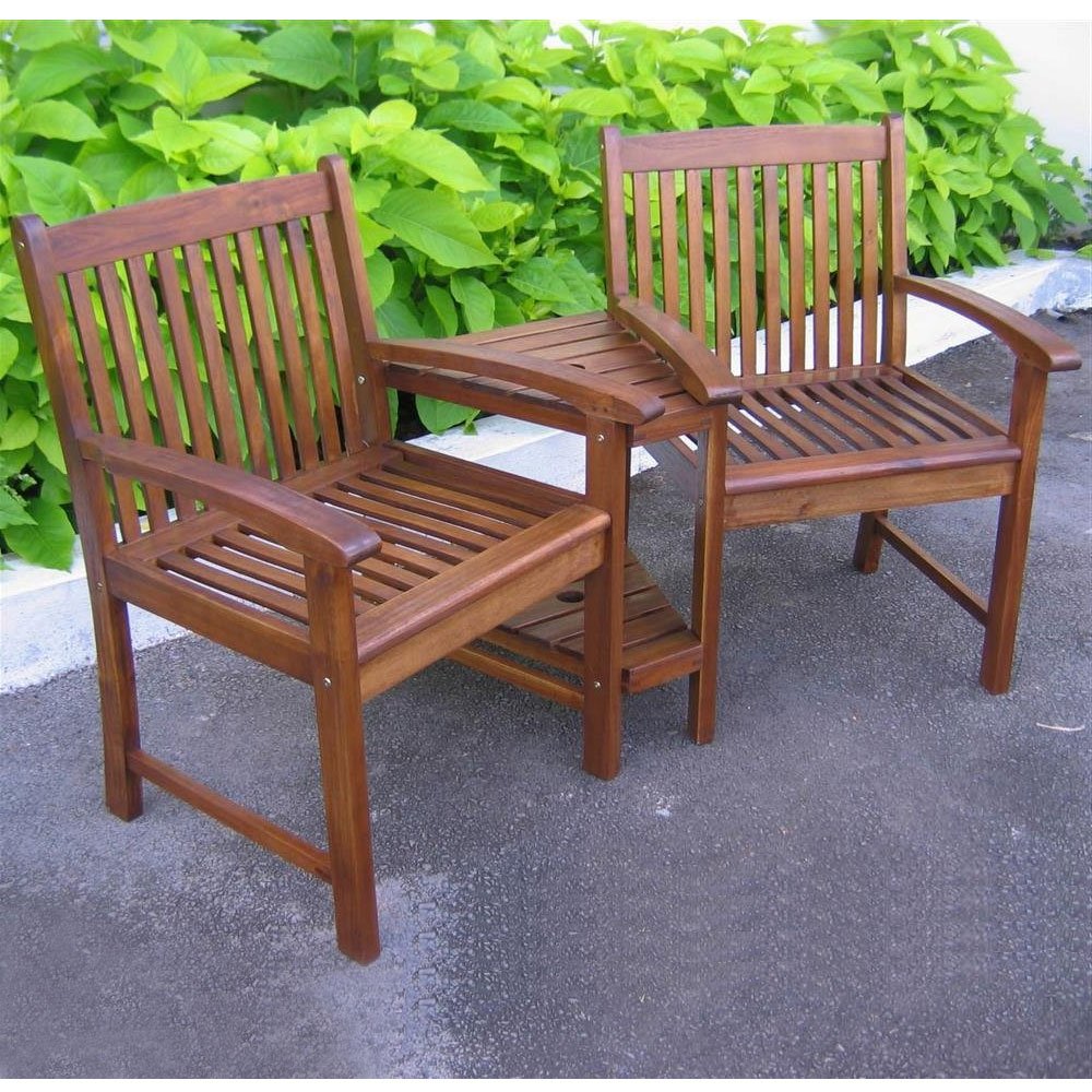 International Caravan Acacia Wooden Double Corner Patio Chair