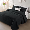 Whale Flotilla Ultra Soft King Quilt Bedding Set, Lightweight Fall Black Quilts Bedspreads Oversized, Ultrasonic Geometric Cover
