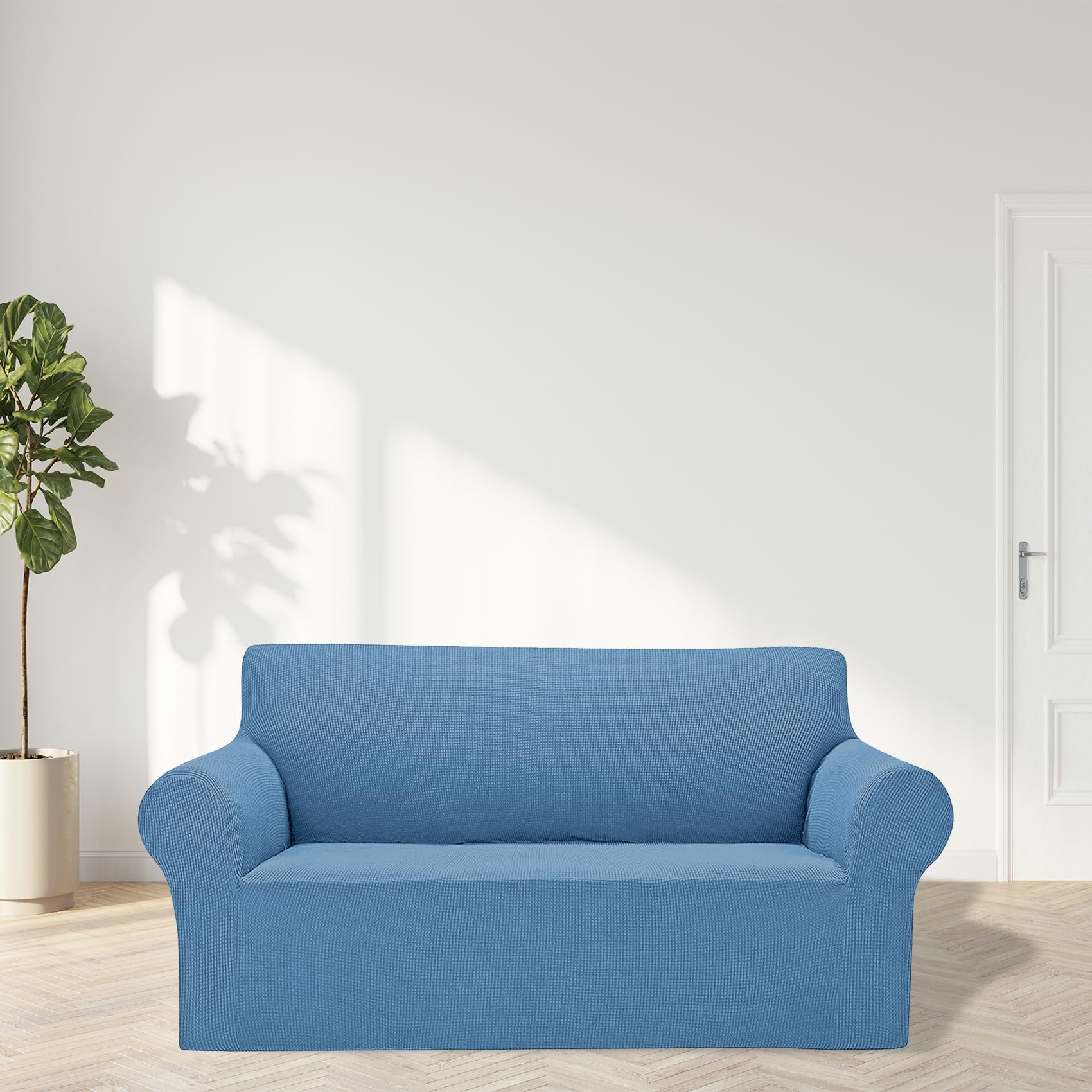 2025 New Stretch Loveseat Sofa Slipcovers Couch Cover For 2 Cushion Furniture Protector Sofa Covers With Elastic Bottom Jacquard Fabric Small Checks For Pets, Kids - Riverside