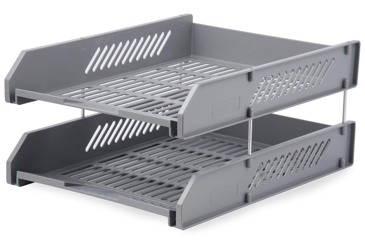 Chrome 9635 2Tier Plastic Document Tray (Grey)