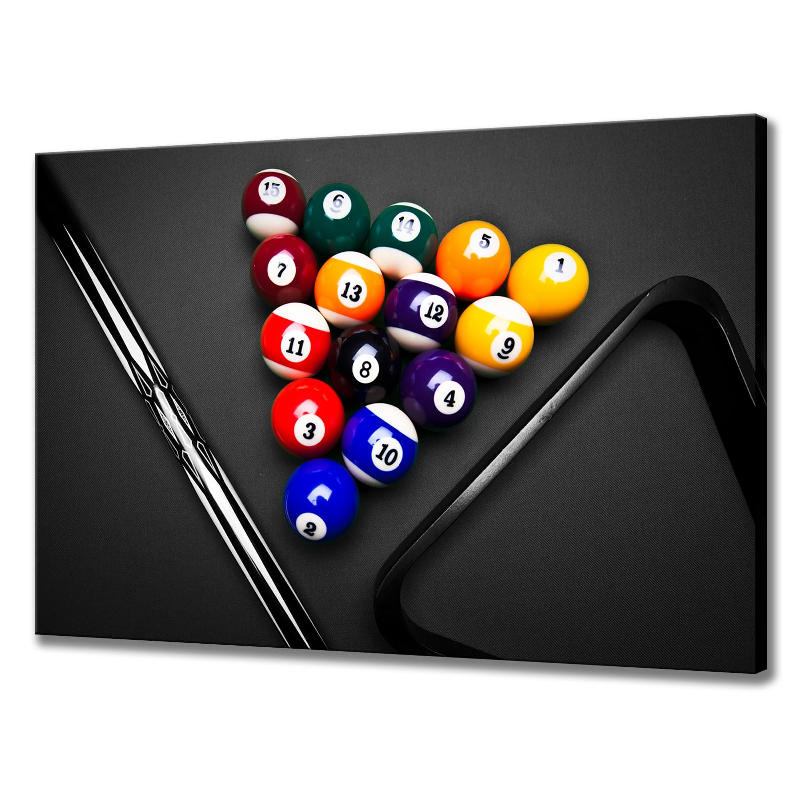 Biuteawal - Sport Canvas Wall Art Playing Pool Table Billiard Balls Picture Giclee Prints Snooker Painting for Home Game Room Cl