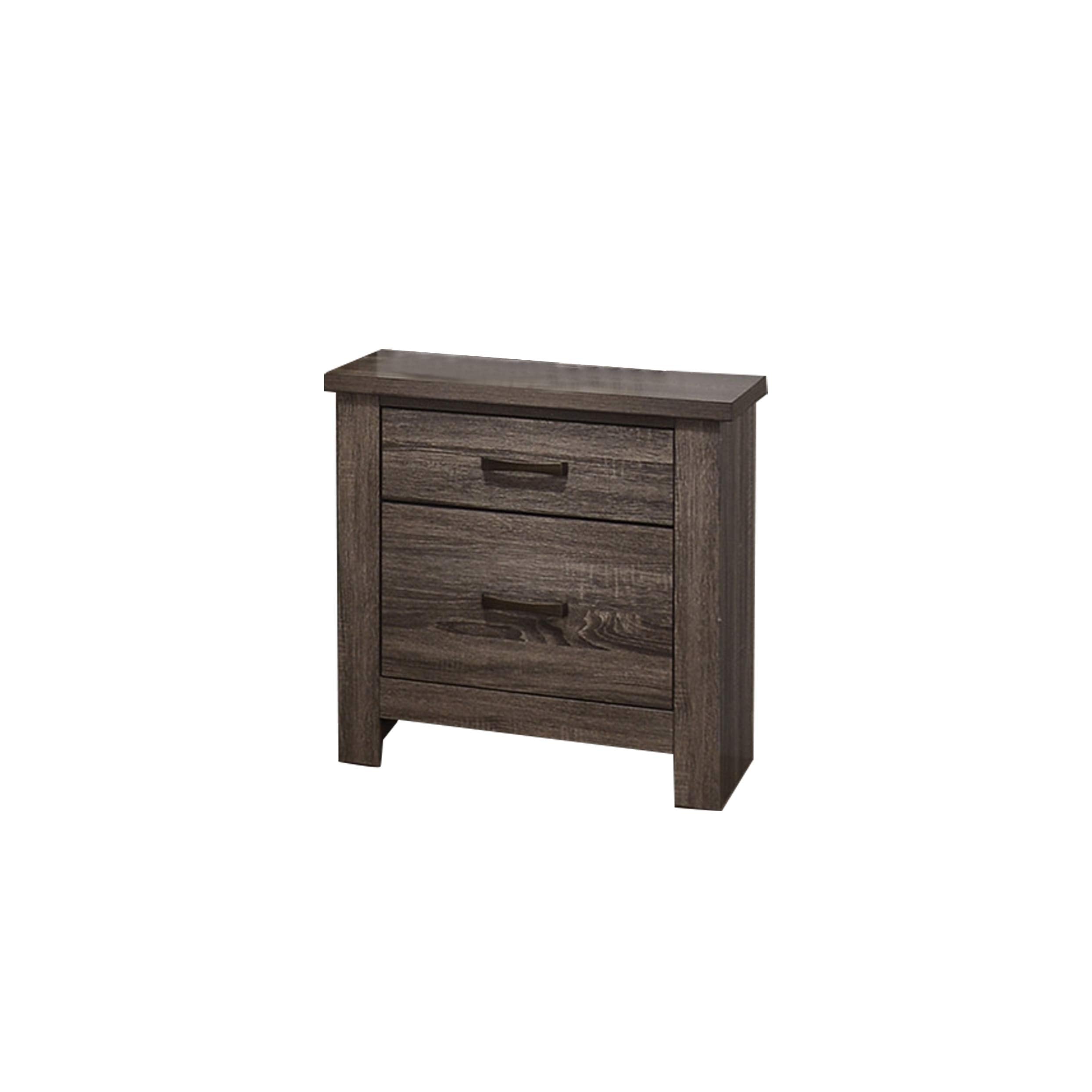 Poundex Weathered Grey 2-Drawer Wood Nightstand Finish
