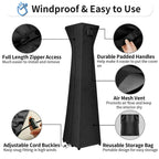 Outdoorlines Waterproof Outdoor Patio Heater Covers With Zipper And Storage Bag, Dust-Proof Uv-Resistant Windproof Propane Heavy Duty Heater Cover For Standing Heater, 2 Packs-90Hx23Lx23W Inch Black