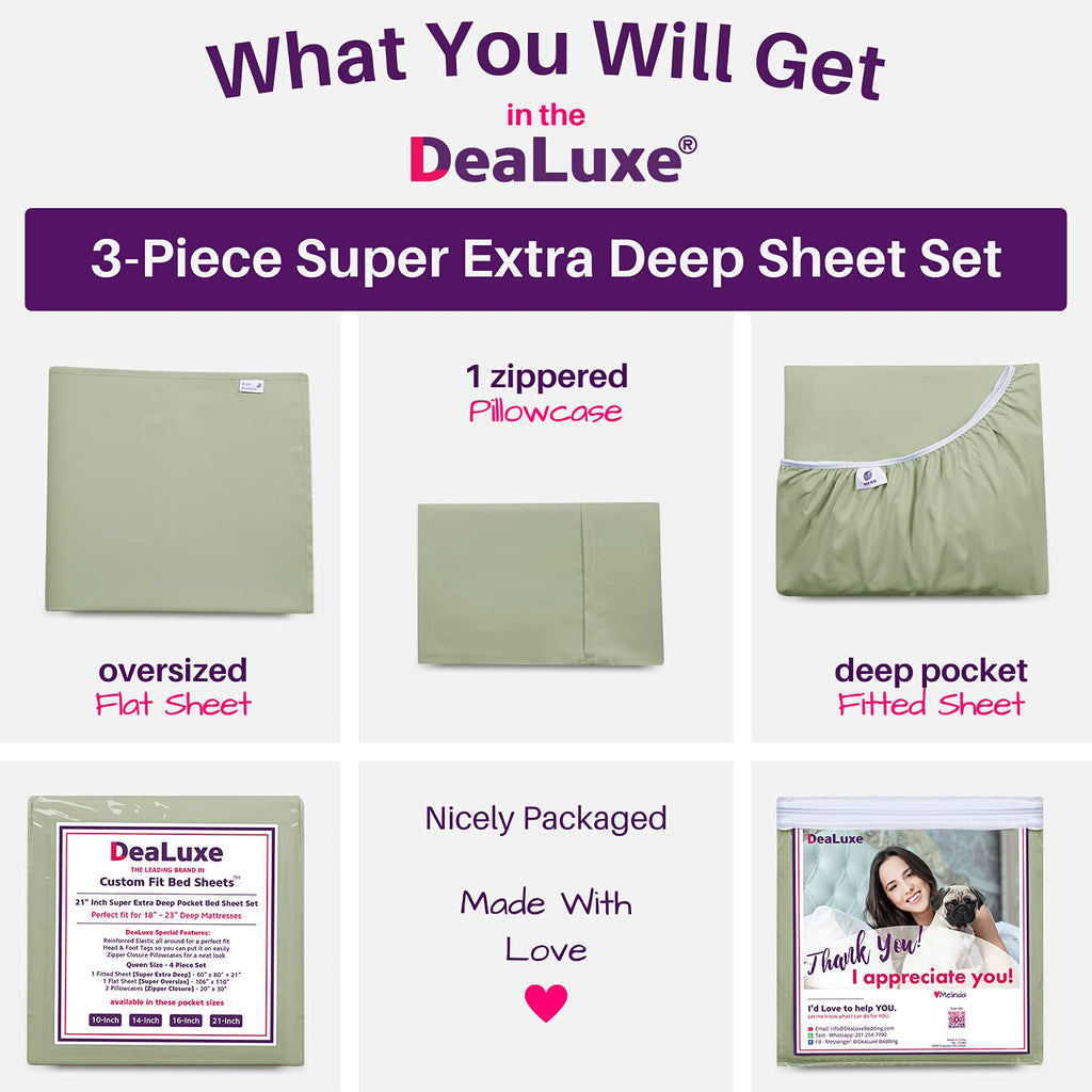 Dealuxe 21'' Sheet Set - Twin 3 Piece Set - Green Laurel