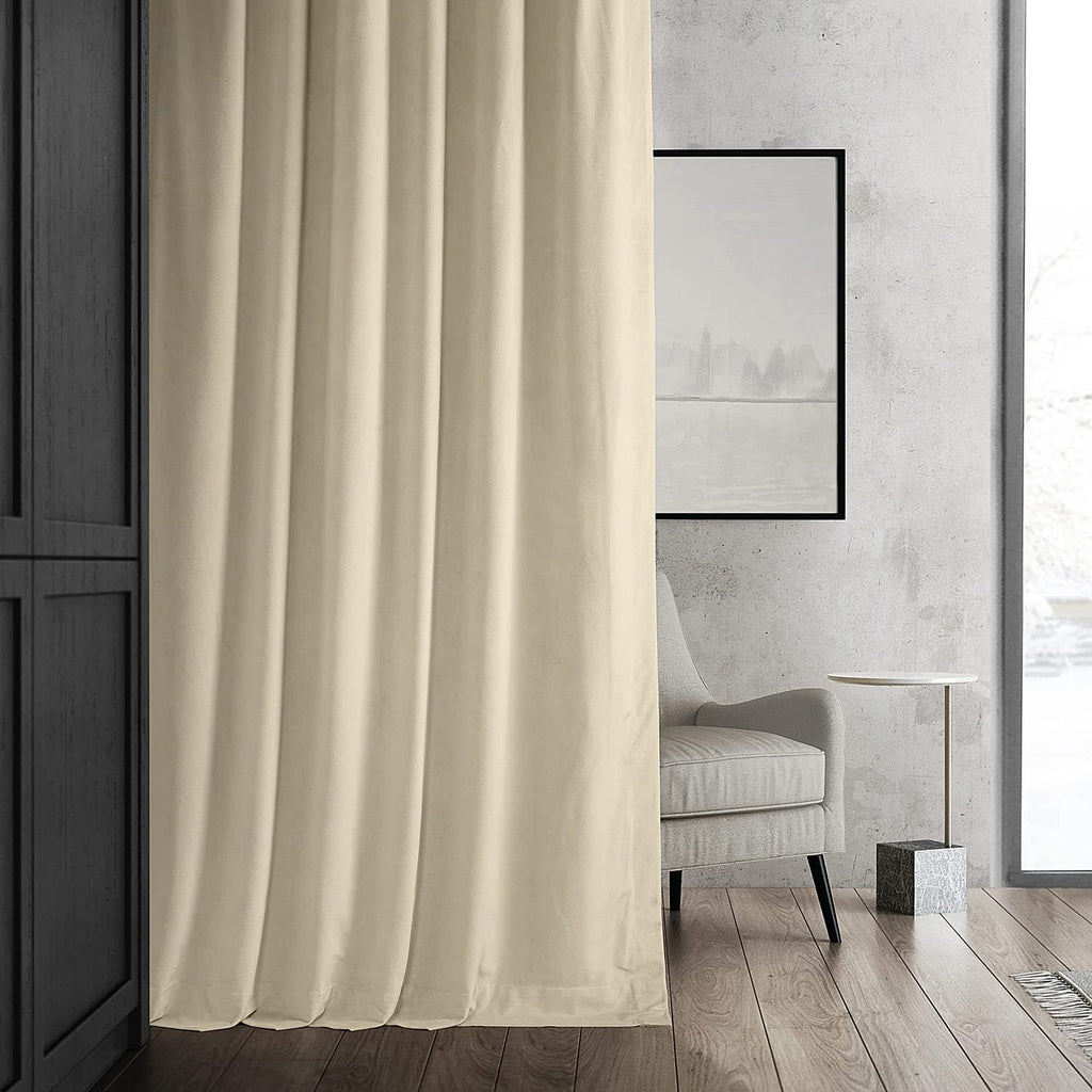 Hpd Half Price Drapes Signature Velvet Thermal Blackout Curtains For Living Room 120 Inch Long (1 Panel) Rod Pocket Insulated Blackout Curtains For Bedroom Window Curtains, 50W X 120L, Alabaster Beige