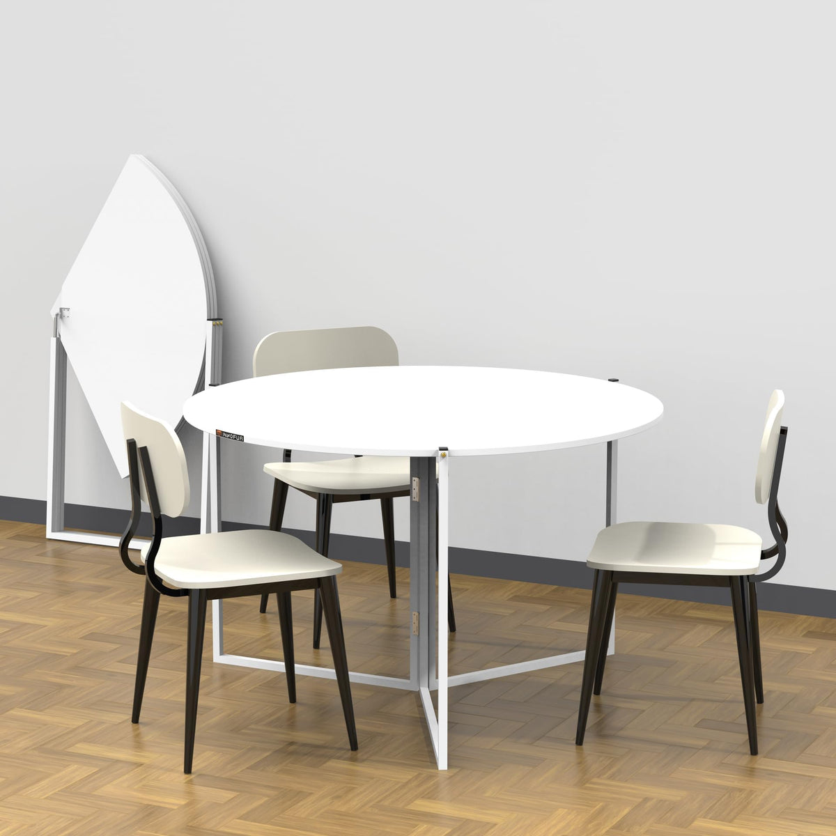 Innofur Aston Round Folding Table, Large | Portable Study, Laptop, Dining & Utility Table | Spacesaving, Lightweight, Durable D
