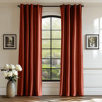 Lazzzy Orange Velvet Curtains Room Darkening Thermal Insulated Curtains 90 Inch Length Window Drapes For Bedroom Living Room Super Soft Luxury Grommetwindow Treatment 2 Panels, Rust Red