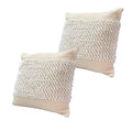 TUP The Urban Port 20 x 20 Square Cotton Accent Throw Pillows, Braided Patchwork, Set of 2, White, Cream, 2 Count