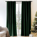 Lazzzy Green Velvet Curtain Thermal Insulated Curtains 90 Inch Long Drapes For Bedroom Living Room Darkening Window Treatments Rod Pocket, Set Of 2, Moss Green