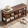 Xkzg Storage Bench Wooden Shoe Bench Rustic Solid Wood Entryway Bench (Brown,39.4')