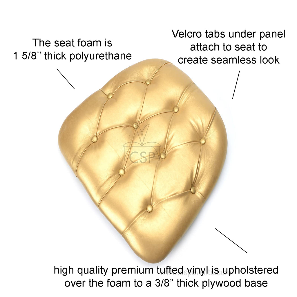 Commercial Seating Products Gold Tufted Vinyl Cushions Chairs, 4-Pack