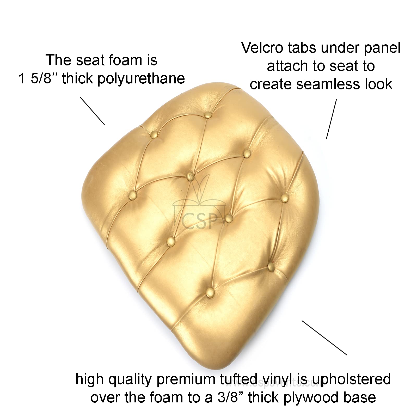 Commercial Seating Products Gold Tufted Vinyl Cushions Chairs, 4-Pack