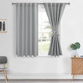 Hiasan Sliver Grey Curtains 45 inch Long, Light Blocking Thermal Insulated Rod Pocket & Back Tab Blackout Drapes Sewn with Tieba