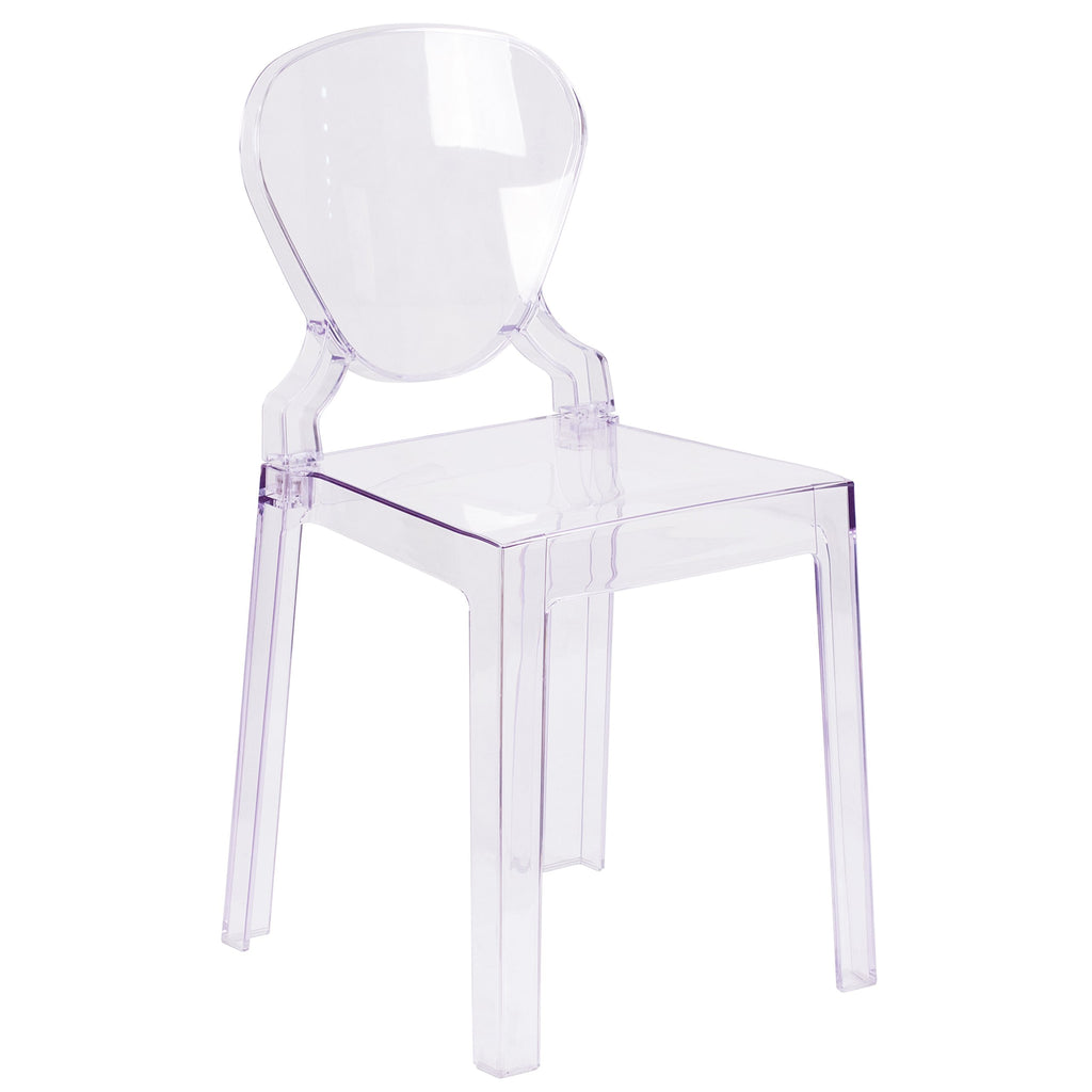 Flash Furniture Theo Ghost Chair with Tear Back in Transparent Crystal
