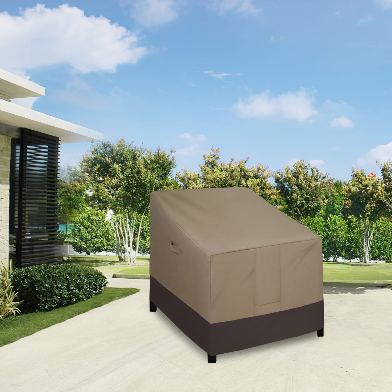 Easy-Going Waterproof Outdoor Lounge Chair Cover, Heavy Duty Patio Couch Cover, Windproof Outdoor Furniture Cover With Air Vent (2 Pack-32Wx37Dx31H Inch, Gray/Dark Gray)