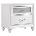 Coaster Home Furnishings Barzini Modern Classic 5-Piece Bedroom Set Velvet Upholstered California King Size Wingback Bed Frame 63-inch Headboard White 300843KW-S5