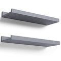 Boswillon Floating Shelves For Wall, Wall Shelves Set Of 2, Bedroom Shelves With Lip, Display Picture Ledge Shelf For Wall Decor Bedroom Living Room Bathroom Kitchen - Grey