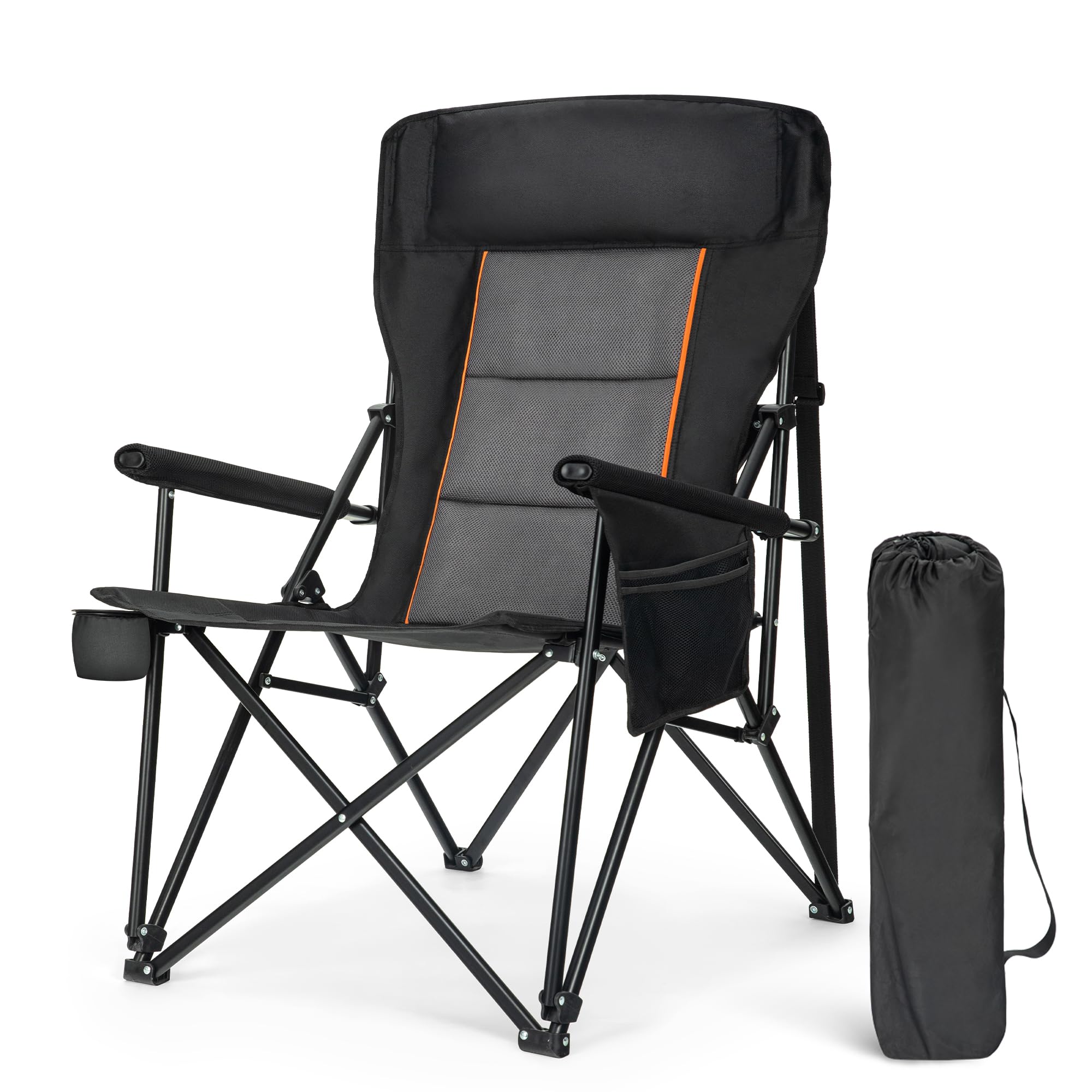 ALPHA CAMP Oversized Folding Camping Chairs for Adults High Backrest Heavy Duty Lawn Chairs Support 500 LBS Portable Camp Chairs