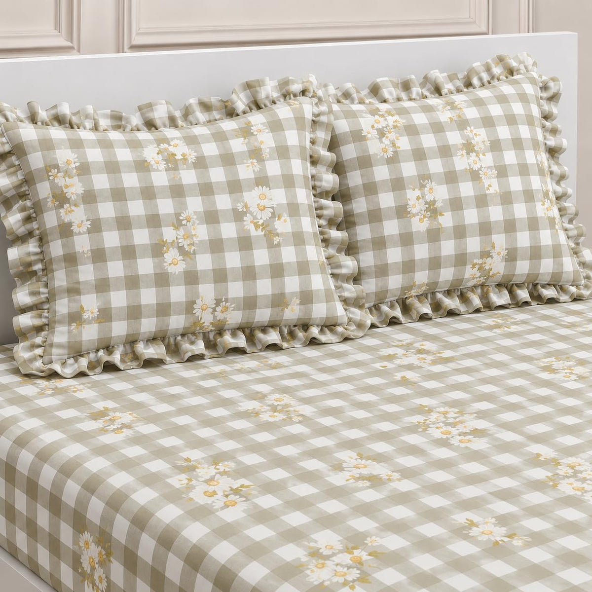 Decoreza King Size Fitted Bedsheet 72 X 78 Inches, 300 Tc Soft Cotton Feel Microfiber Double Bedsheet With Allaround Elastic, 2
