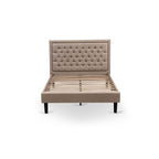 East West Furniture KD16F-1VL0C 2 Piece Wood Bedroom Set-1 Full Bed Dark Khaki Linen Fabric Padded and Button Tufted Headboard with 1 Night Stands-Wire Brushed Butter Cream Finish Nightstand