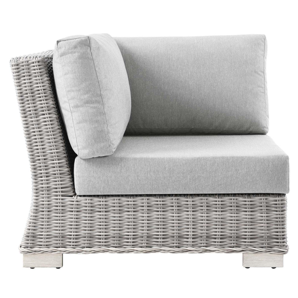 Modway Conway Outdoor Patio Wicker Rattan, Corner Chair, Light Gray Gray