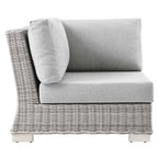 Modway Conway Outdoor Patio Wicker Rattan, Corner Chair, Light Gray Gray