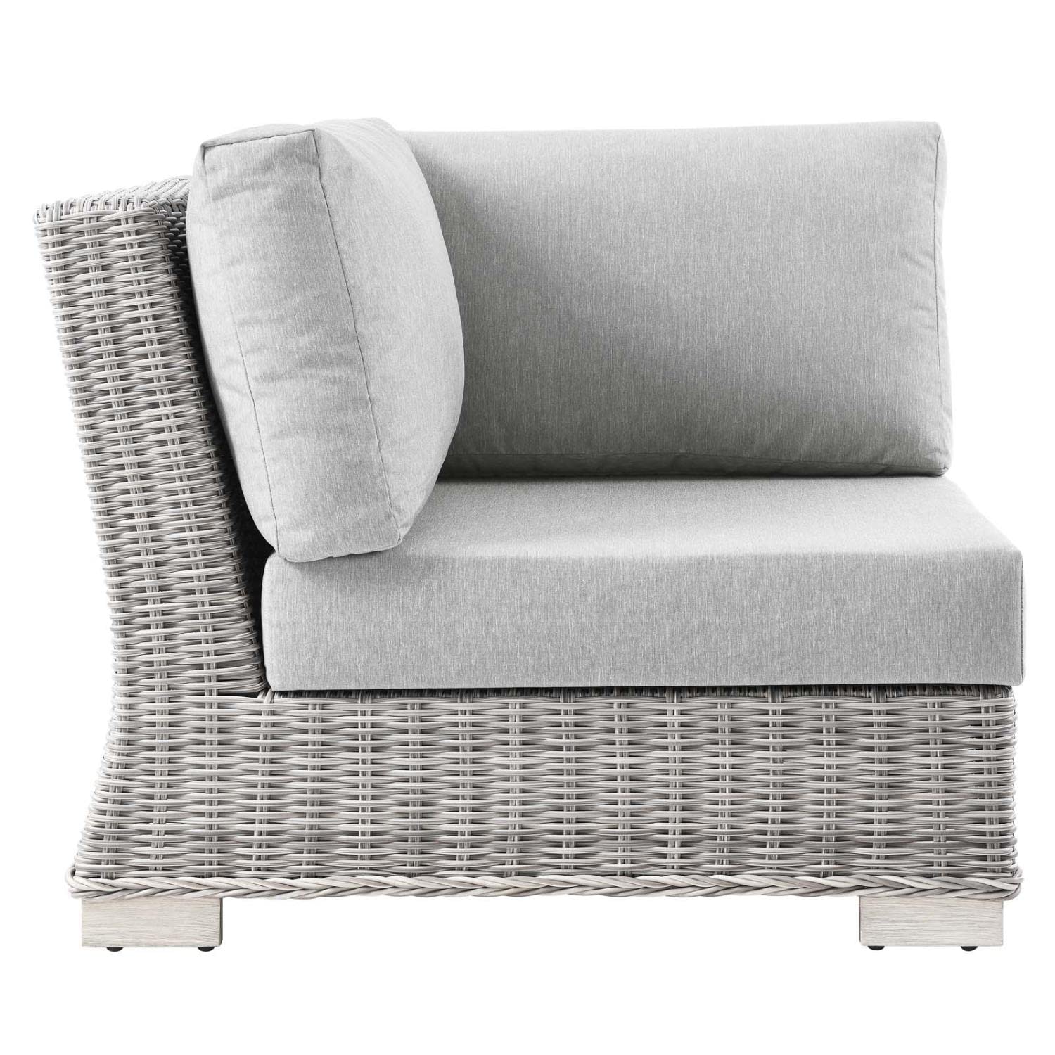 Modway Conway Outdoor Patio Wicker Rattan, Corner Chair, Light Gray Gray