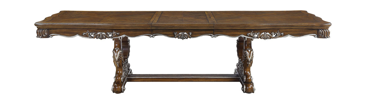 Acme Latisha Wooden Double Pedestal Dining Table in Antique Oak