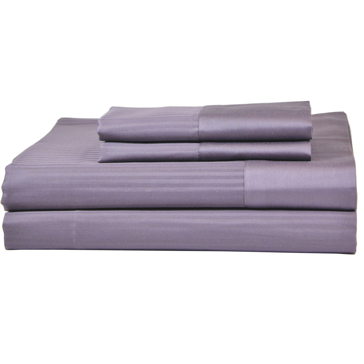 H.N. International Group Full Castle Hill 500 Thread Count Pinstripe Sheet Set With Solid Hem, Grape