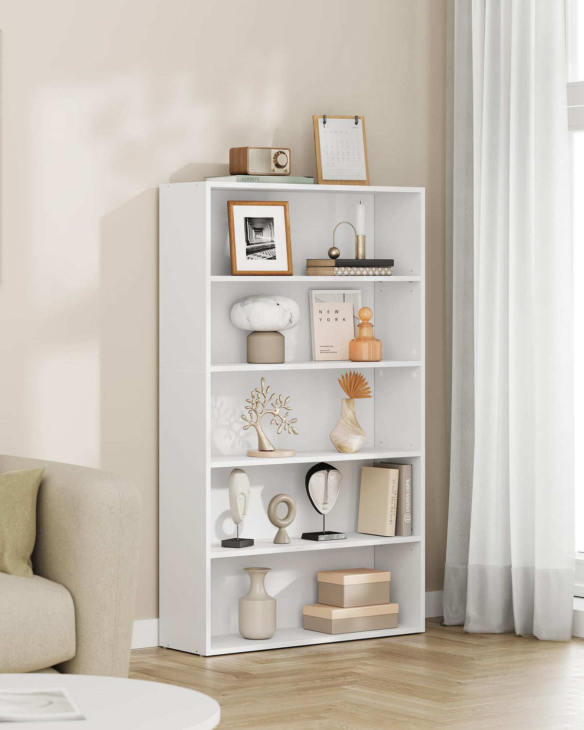 Vasagle Bookshelf, 30 Inches Wide, 5-Tier Open Bookcase With Adjustable Storage Shelves, Floor Standing Unit, Cloud White Ulbc175T14