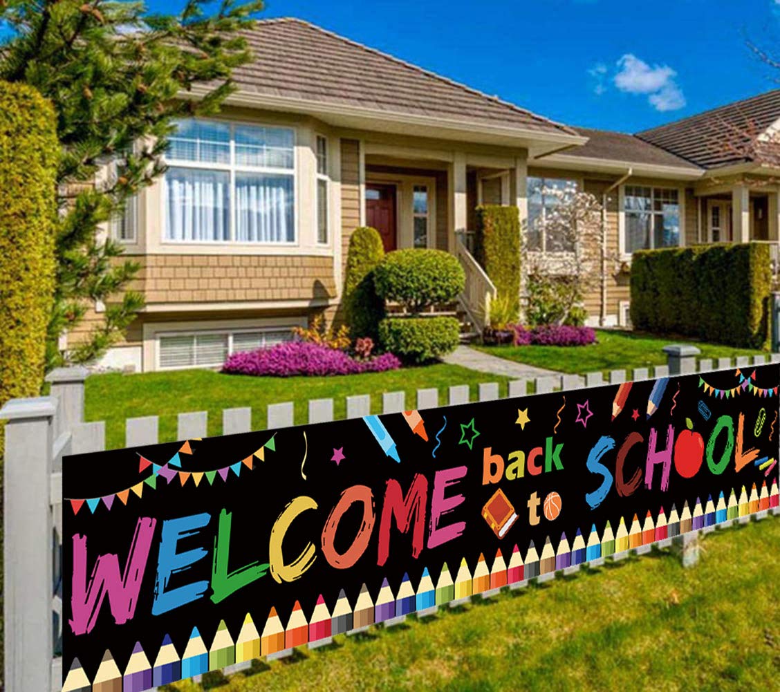 Large Welcome Back to School Party Banner Decoration 2024,First Day of School Party Supplies Wall Decorations for Indoor/Outdoor